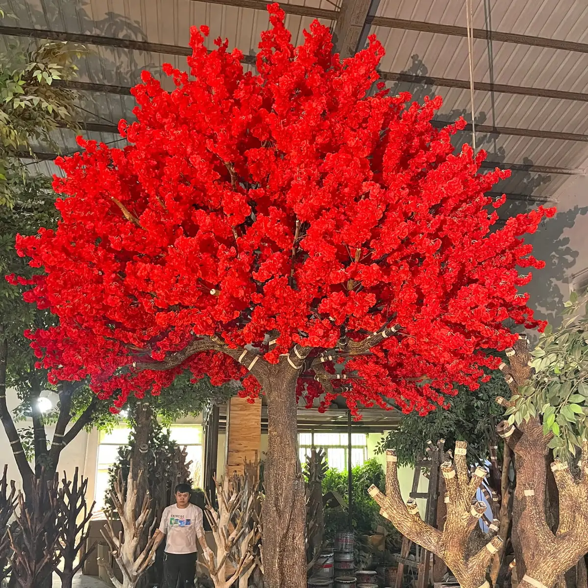 18ft Red Imitation Cherry Blossom Tree