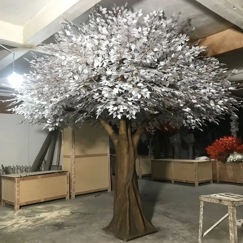 3m White Imitation Ficus Tree With Thick Trunk